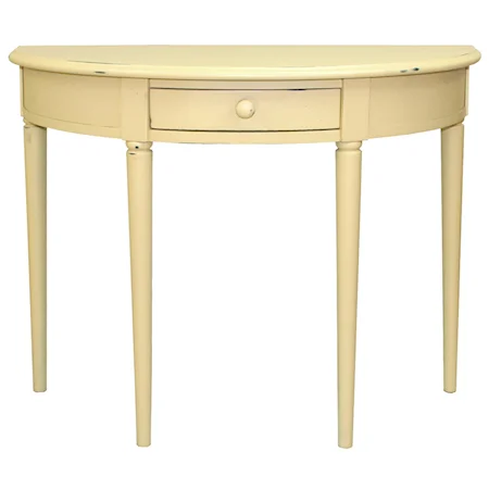 Casual Demilune Console with Drawer